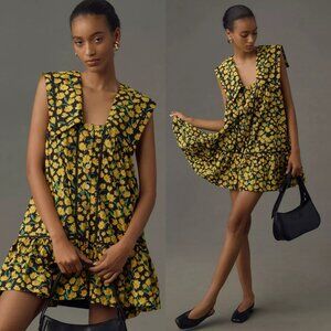 Anthropologie Maeve Collared Poplin Swing Mini Dress